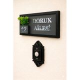 Kişiye Özel Ahşap Kapı İsimliği Çiçekli Silver 10x20 Cm Mdf Dekoratif Kapı Tabelası Antrasit-gümüş