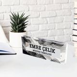 Kişiye Özel Akrilik Masa Üstü Isimlik Büro Ofis Makam Işyeri Hediyesi Masaüstü Isimliği - 1 Adet - Şeffaf