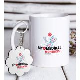 Kişiye Özel Anahtarlık ve Mesleki Biyomedikal Mühendisi Beyaz Kupa