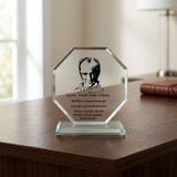Kişiye Özel Atatürk Tasarımlı Sekizgen Cam Plaket - Kurumsal Teşekkür ve Başarı Ödülü