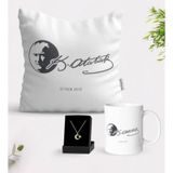 Kişiye Özel Atatürk Temalı Kupa Yastık Ve Ay Yıldız Kolye Hediye