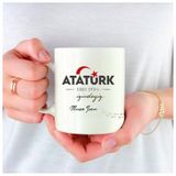 Kişiye Özel Atatürk Ve Bayrak Baskılı Porselen Beyaz Kupa Bardak