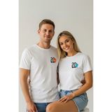 Kişiye Özel Ateş ve Su Tarih Baskılı Sevgili Kombini Sevgiliye Hediye Unisex T-Shirt/tişört - Beyaz - 4 Yaş