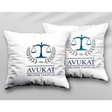 Kişiye Özel Avukat Terazi Yaprak Iki Adet Iki Tarafı Baskılı Yıkanabilir Yastık Kırlent Kılıfı - Krem - 43x43
