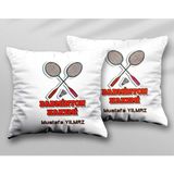Kişiye Özel Badminton Hakemi Iki Adet Iki Tarafı Baskılı Yıkanabilir Yastık Kırlent Kılıfı - Krem - 43x43
