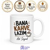 Kişiye Özel Bana Kahve Lazım Yazılı Komik Baskılı Kupa Bardak Hediye
