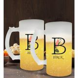 Kişiye Özel Baş Harfli İsimli 2’li Buzlu Cam Bira Bardağı 50cl-10
