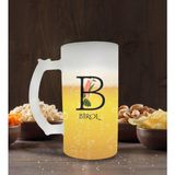 Kişiye Özel Baş Harfli İsimli Tasarımlı Buzlu Cam Bira Bardağı 50cl-10