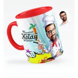 Kişiye Özel Bay Master Chef Karikatürlü Kırmızı 1 Kupa Bardak