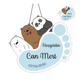 Kişiye Özel Bebek Kapı Süsü Ve 50 Adet Magnet Seti Ayak Panda