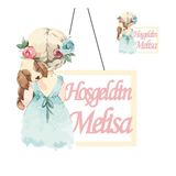 Kişiye Özel Bebek Kapı Süsü Ve 50 Adet Magnet Seti Köpek Ve Kız