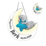 Kişiye Özel Bebek Kapı Süsü Ve Adet Magnet Seti Ay Ve Ayı