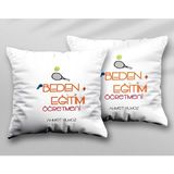 Kişiye Özel Beden Eğitimi Öğretmeni Tenis Iki Tarafı Baskılı Yıkanabilir Yastık Kırlent Kılıfı - Krem - 43x43