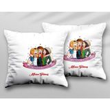 Kişiye Özel Best Friends Forever Sevinç Iki Tarafı Baskılı Yıkanabilir Yastık Kırlent Kılıfı - Krem - 43x43