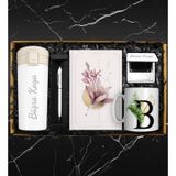 Kişiye Özel Beyaz Çelik Termos & Özel Tasarım Defter & Touch Pen Kalem & Kişiye Özel Cep Aynası & Kişiye Özel Kupa Hediye Seti