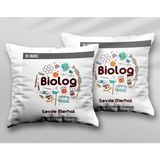 Kişiye Özel Biolog Iki Adet Iki Tarafı Baskılı Yıkanabilir Yastık Kırlent Kılıfı - Krem - 43x43