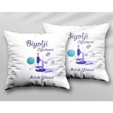 Kişiye Özel Biyoloji Öğretmeni cm Iki Adet Iki Tarafı Baskılı Yıkanabilir Yastık Kırlent Kılıfı - Krem - 43x43