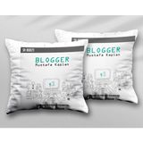 Kişiye Özel Blogger Iki Adet Iki Tarafı Baskılı Yıkanabilir Yastık Kırlent Kılıfı - Krem - 43x43