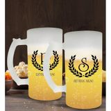 Kişiye Özel Çelenk Baş Harfli İsimli 2’li Buzlu Cam Bira Bardağı 50cl-3