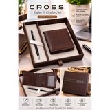 Kişiye Özel Cross Tükenmez Kalem ve Deri Cüzdan Seti Lüks Kutulu Hediyelik - Kahve - 1