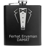 Kişiye Özel Damat Konseptli Siyah Renkli Paslanmaz Çelik Matara / 6 OZ
