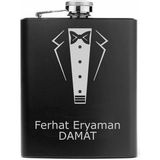 Kişiye Özel Damat Konseptli Siyah Renkli Paslanmaz Çelik Matara / 8 OZ