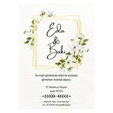 Kişiye Özel Davetiye - Düğün Davetiye - Nişan Davetiye - Nikah Davetiye ( Zarflı) ( 50 Adet) Mdl 4