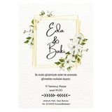 Kişiye Özel Davetiye - Düğün Davetiye - Nişan Davetiye - Nikah Davetiye ( Zarflı) ( 50 Adet) Mdl 4