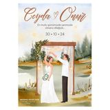 Kişiye Özel Davetiye - Düğün Davetiye - Nişan Davetiye - Nikah Davetiye ( Zarflı) ( 50 Adet) Mdl 6