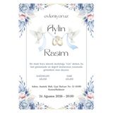 Kişiye Özel Davetiye - Düğün Davetiye - Nişan Davetiye - Nikah Davetiye ( Zarflı) ( 50 Adet) Mdl 8