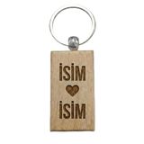 Kişiye Özel Dikdörtgen Ahşap Anahtarlık – İsim Kalp İsim Yazılı Lazer Gravür Anahtarlık – Sevgiliye Özel Romantik Hediye