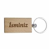 Kişiye Özel Dikdörtgen Ahşap Anahtarlık – İsminiz Yazılı Lazer Gravür Anahtarlık – Özel Tasarım Kişisel Hediye