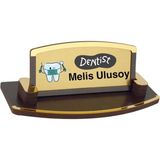 Kişiye Özel Diş Doktoru Masa Isimliği – Ahşap Şık Tasarım - Kahve - standart