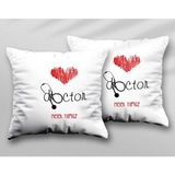 Kişiye Özel Doctor Doktor Iki Adet Iki Tarafı Baskılı Yıkanabilir Yastık Kırlent Kılıfı - Krem - 43x43