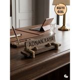 Kişiye Özel Doğal Ahşap Masa Üstü Ünvan Isimlik(Ceviz)(Kişiye Özel) - BOY:32cm EN:12cm YÜK:10.5cm