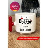 Kişiye Özel Doktor Kupa Bardak Kırmızı T Kulplu Tıp Bayramı Hediye - Seçenek 1
