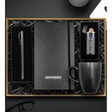 Kişiye Özel Dokunmatik Siyah USB Çakmak & Roller Kalem & Siyah Defter & Siyah Kupa Premium Hediye Seti