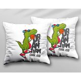 Kişiye Özel Dream Team Cool Kid Iki Adet Iki Tarafı Baskılı Yıkanabilir Yastık Kırlent Kılıfı - Krem - 43x43