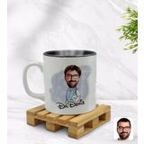 Kişiye Özel Erkek Doktor Karikatürlü Siyah Kupa Bardak