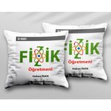 Kişiye Özel Fizik Öğretmeni Quantom Iki Adet Iki Tarafı Baskılı Yıkanabilir Yastık Kırlent Kılıfı - Krem - 43x43