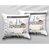 Kişiye Özel Fizyoterapist Iki Adet Iki Tarafı Baskılı Yıkanabilir Yastık Kırlent Kılıfı - Krem - 43x43