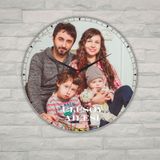 Kişiye Özel Fotoğraf Baskılı Metal Duvar Saati - En Güzel Aile Hediyesi Beyaz