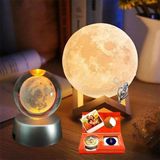 Kişiye Özel Fotoğraflı İstiridye İnci Kolye Seti - 3D Ay Lambası ve Işıklı Cam Küre Hediye Seti