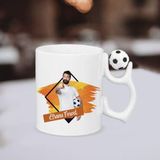 Kişiye Özel Futbol Toplu Porselen Beyaz Kupa Bardak HK2587