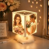 Kişiye Özel Gelin Damat Fotoğraflı Işıklı Abajur Dekoratif Gece Lambası - Çok Renkli