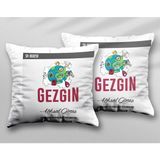 Kişiye Özel Gezgin Tm Iki Adet Iki Tarafı Baskılı Yıkanabilir Yastık Kırlent Kılıfı - Krem - 43x43