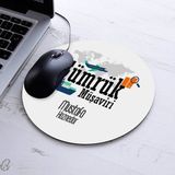 Kişiye Özel Gümrük Müşaviri Temalı Yuvarlak Mousepad - Beyaz