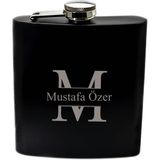 Kişiye Özel Harf ve İsimli Siyah Renkli Paslanmaz Çelik Matara / 6oz