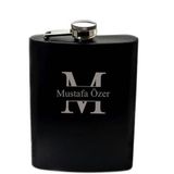 Kişiye Özel Harf ve İsimli Siyah Renkli Paslanmaz Çelik Matara / 8 OZ