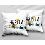 Kişiye Özel Harita Teknikeri Kask Iki Adet Iki Tarafı Baskılı Yıkanabilir Yastık Kırlent Kılıfı - Krem - 43x43